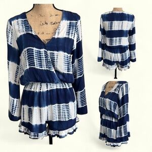 Entro - Blue and White Tie-Dye Romper, Size Medium